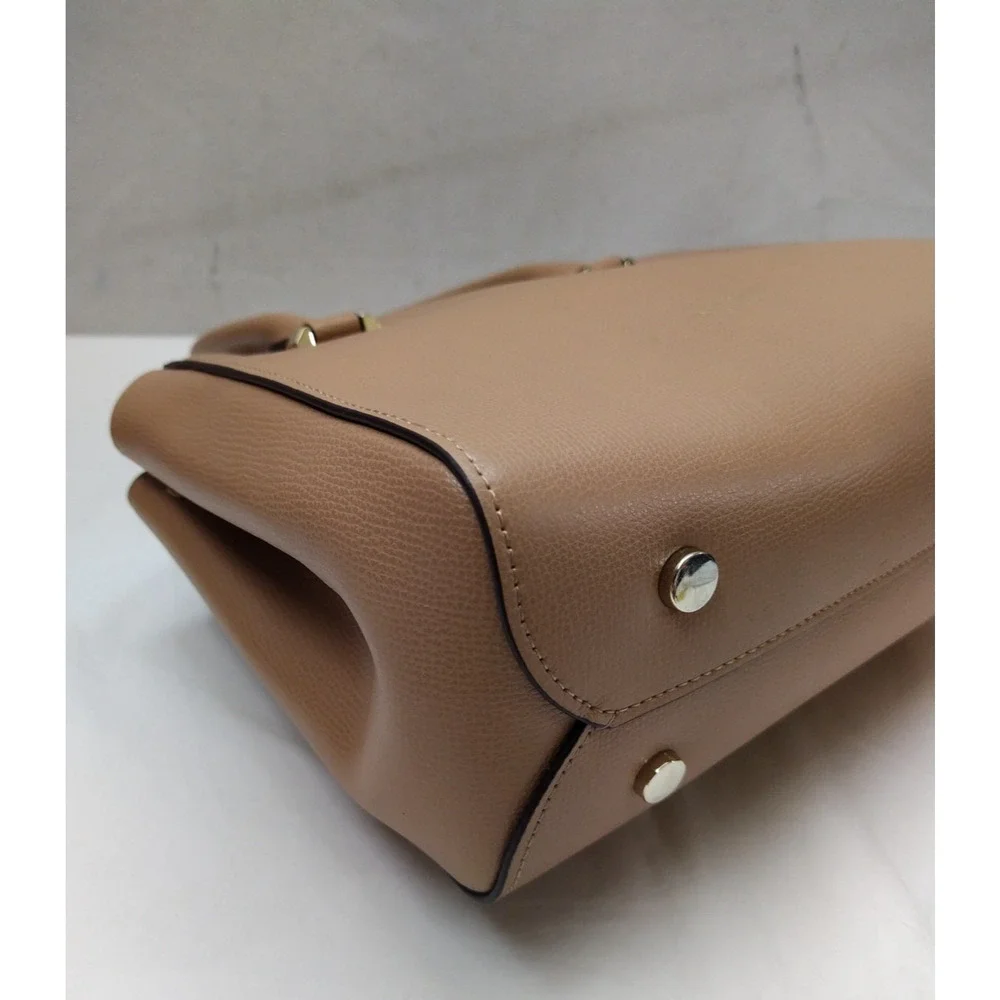 Kate Spade New York Brown Tan Leather Carryall Double Handles Satchel Bag